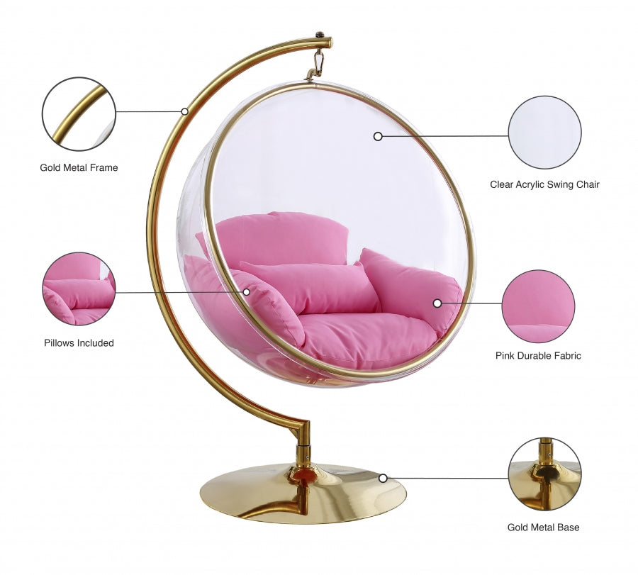 Luna Acrylic Swing Bubble Gold Accent Chair