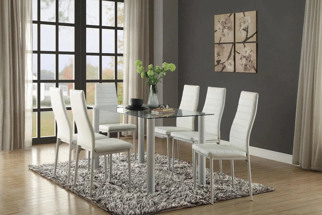 5538 White Florian 7pc Dining Set