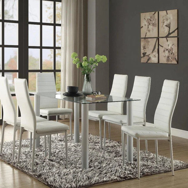 5538 White Florian 7pc Dining Set