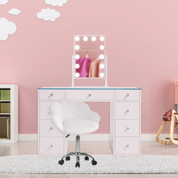 SlayStation Kids' White Vanity Table w/ LED Light
