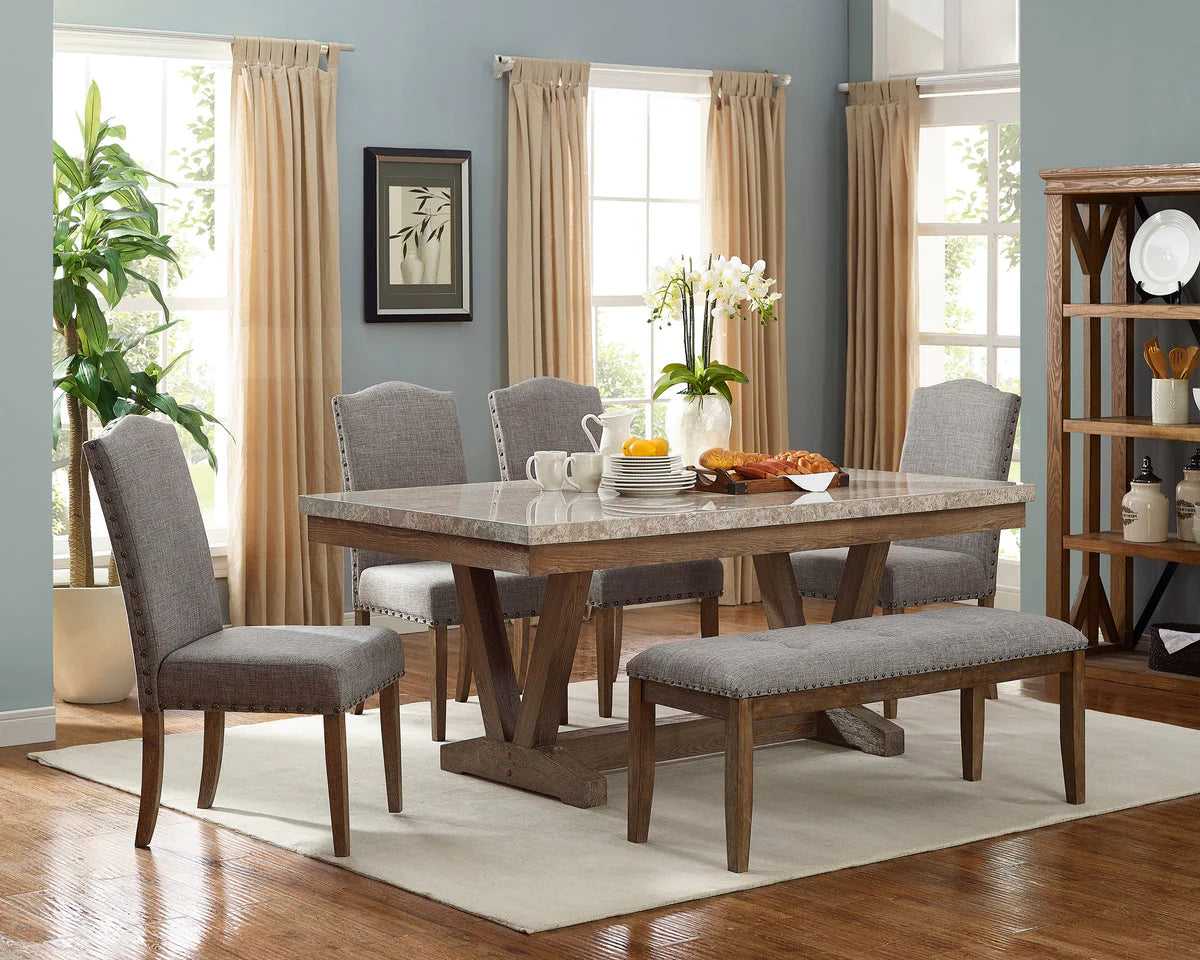 1211 Vesper Marble Brown Dining Set