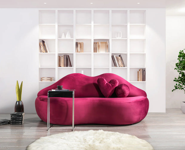 Lips Velvet Loveseat 81"