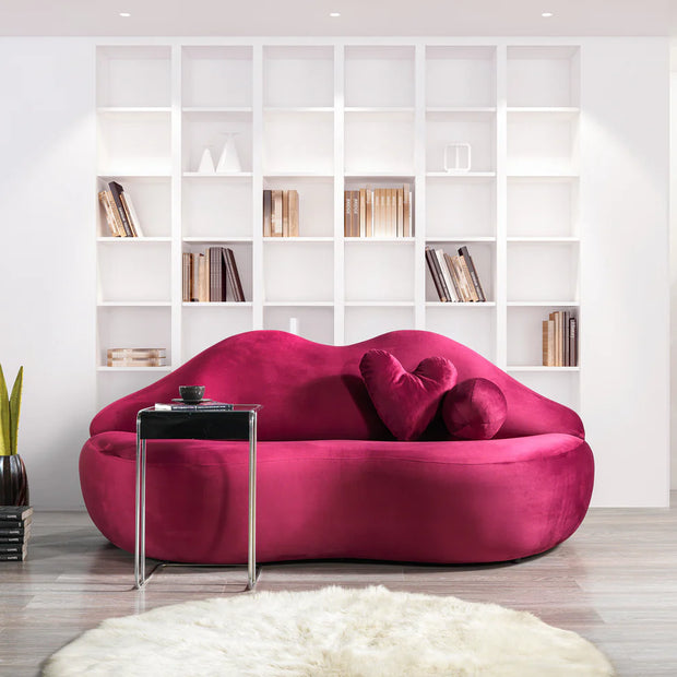 Lips Velvet Loveseat 81"