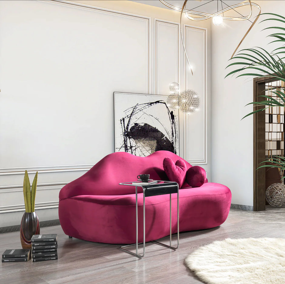 Lips Velvet Loveseat 81"