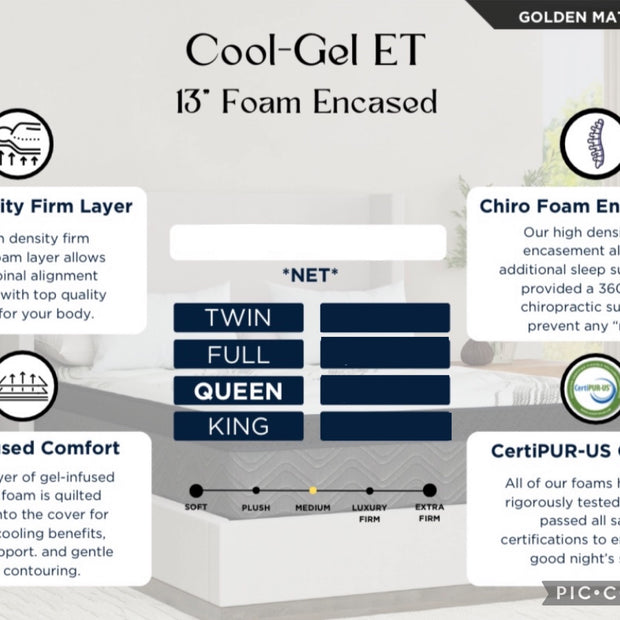 COOL-GEL EUROTOP 13” MATTRESS
