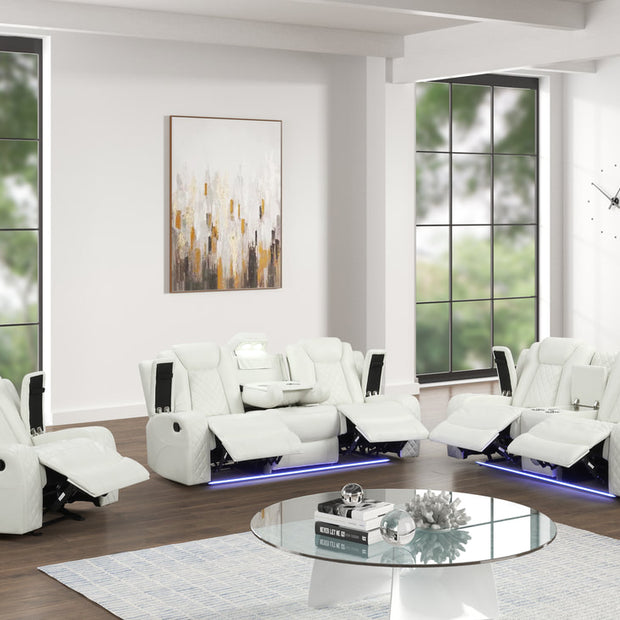 Luz White 3pc Recliners Set