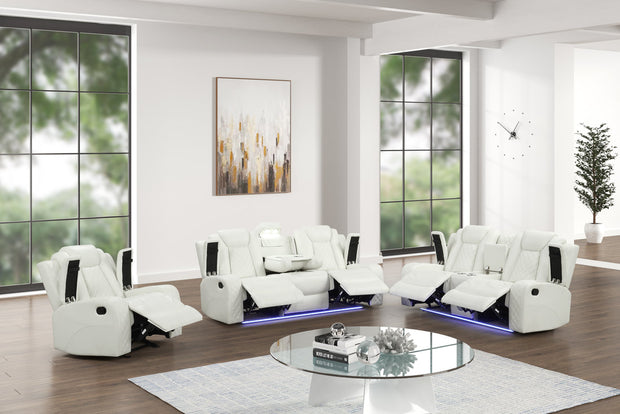Luz White 3pc Recliners Set