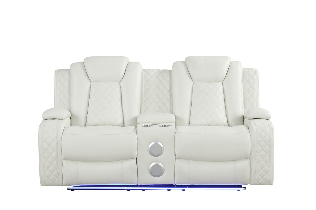 Luz White 3pc Recliners Set