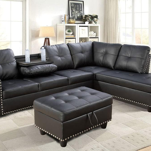 F09912B PU Sectional + Ottoman Set