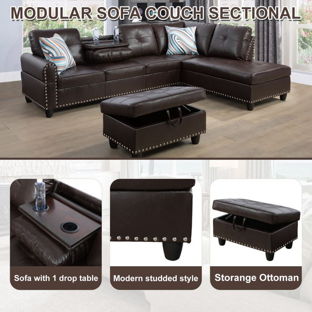 F09916B PU Sectional + Ottoman Set