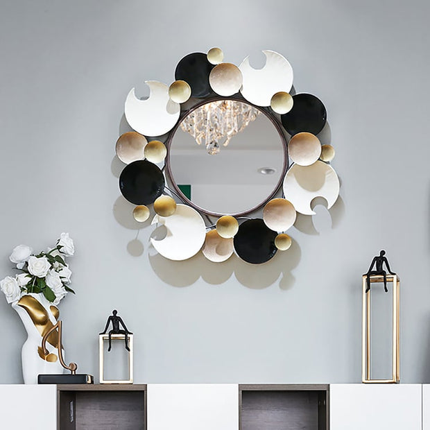 Modern 3D Round Plates Overlapping Metal Wall Mirror