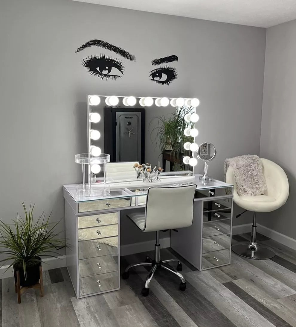 SlayStation Pro 2.0 Mirrored Tabletop + Vanity Mirror + 5 Drawer Units Bundle