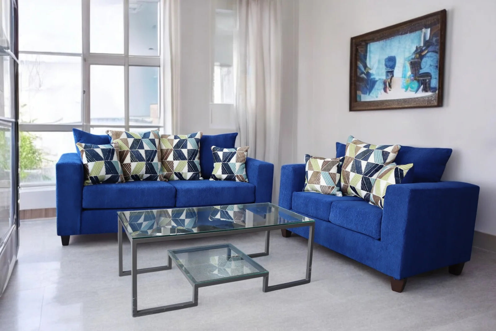 SL300-BLUE Sofa & Loveseat