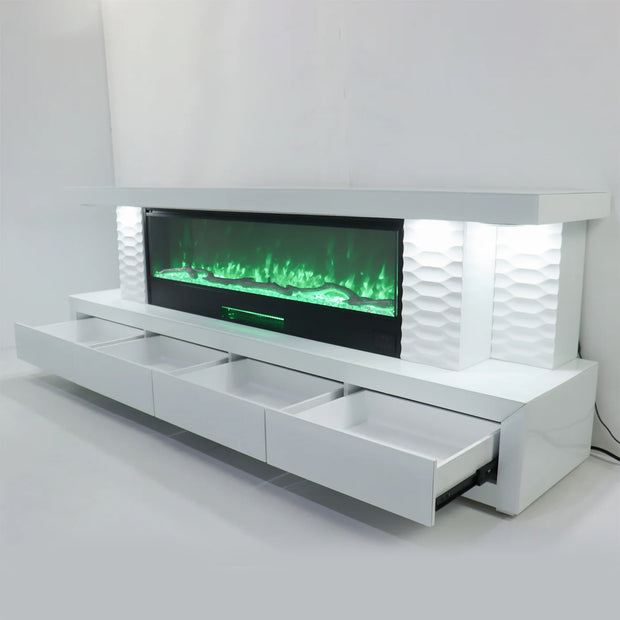 Fully Assembled 71" TV Stand LED Mirrored Fireplace