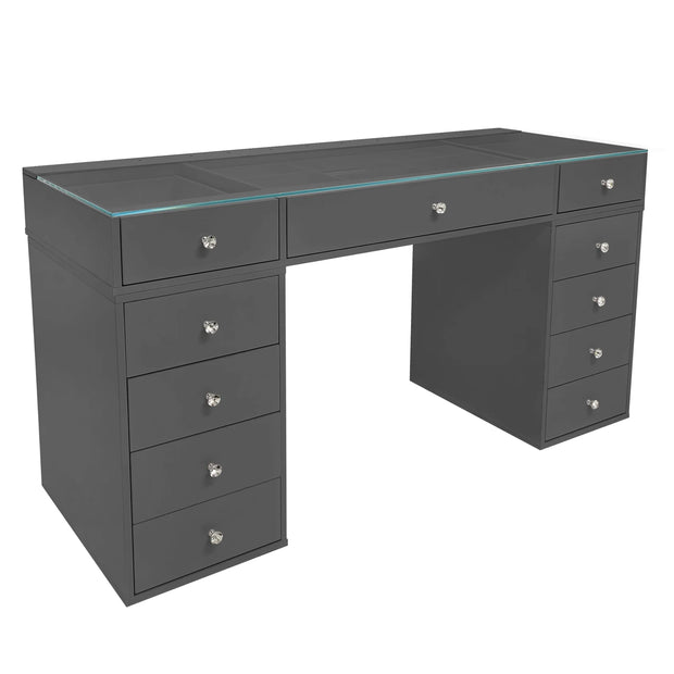 SlayStation Naomi Vanity Table with Glass Tabletop + 4 Drawer Units Bundle