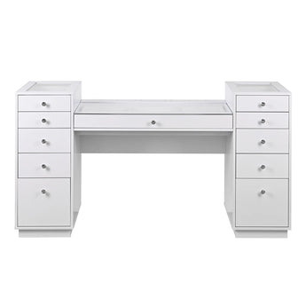 SlayStation White Odette Vanity Table with Top Display Drawers