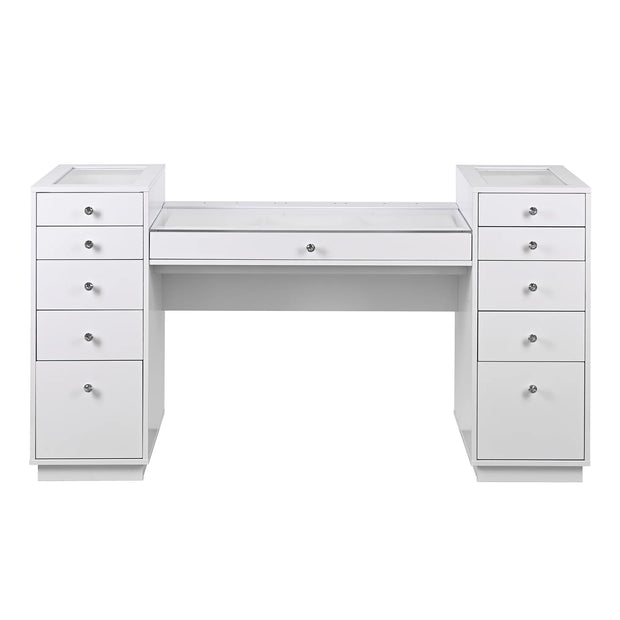 SlayStation White Odette Vanity Table with Top Display Drawers