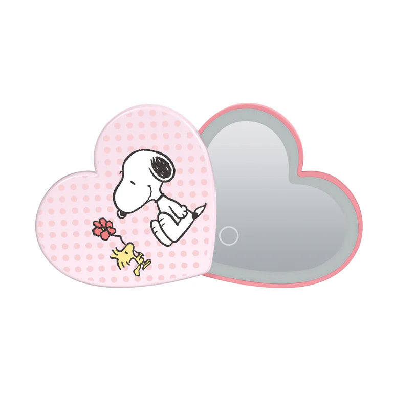 Peanuts Snoopy Swivel Heart Bow LED Compact Mirror
