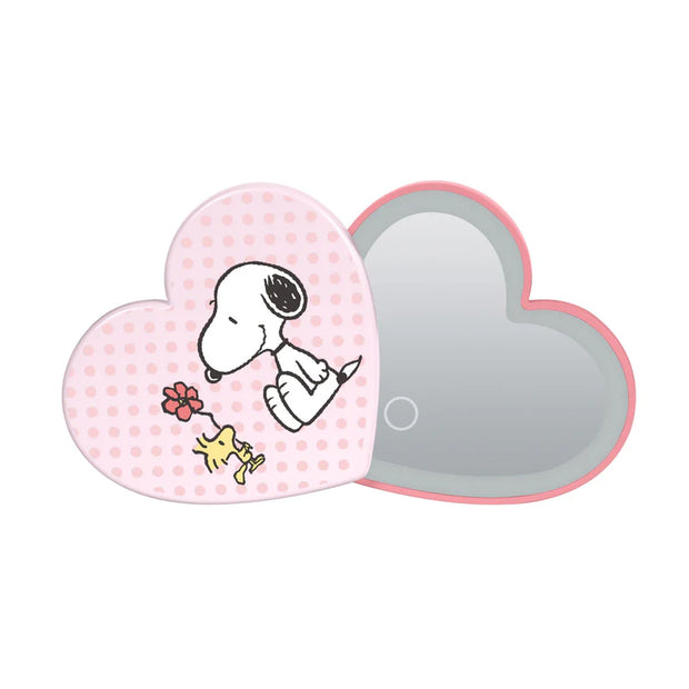 Peanuts Snoopy Swivel Heart Bow LED Compact Mirror