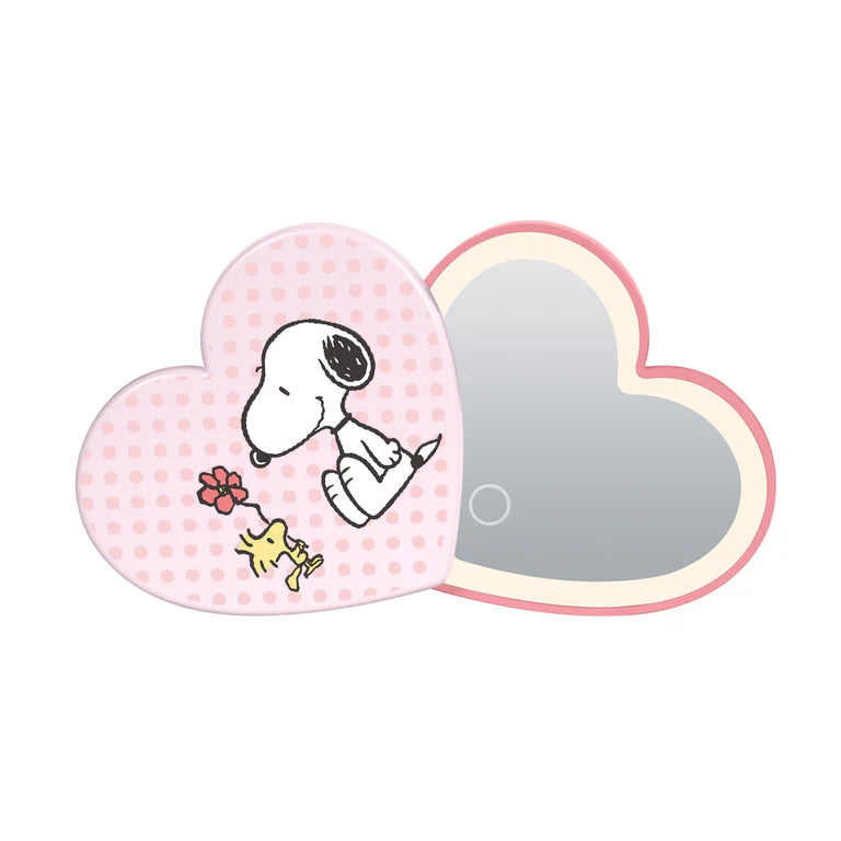 Peanuts Snoopy Swivel Heart Bow LED Compact Mirror