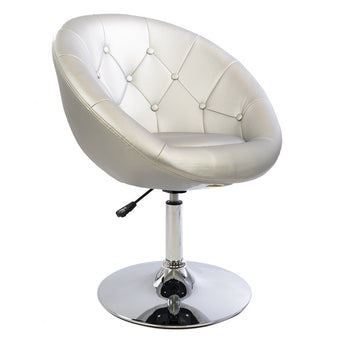 ANTOINETTE ROUND TUFTED LEATHER VANITY CHAIR