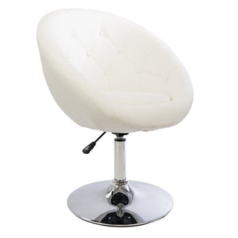 ANTOINETTE ROUND TUFTED LEATHER WHITE VANITY CHAIR