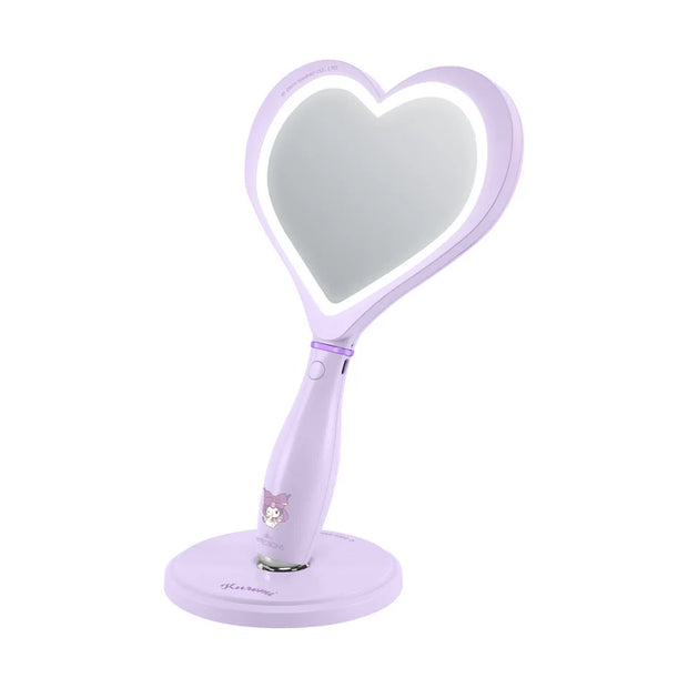 Kuromi™ "Lovely Ribbon" Heart Handheld Makeup Mirror with Standing Base