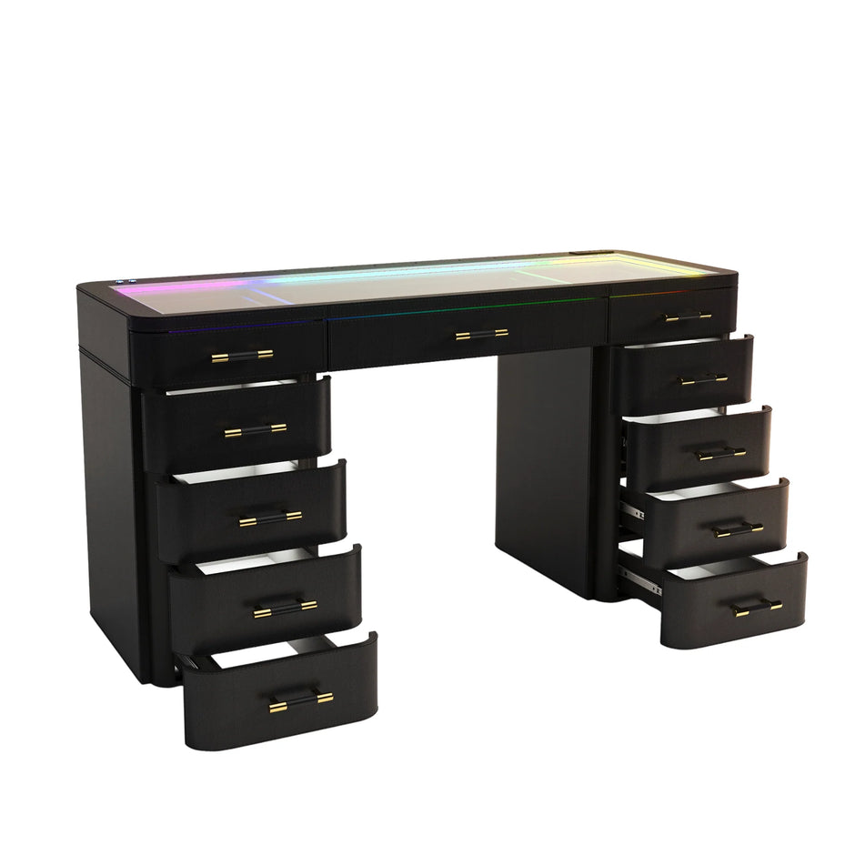 SlayStation Maison Premium Vanity Table w/ RGB Light + Vanity Mirror Bundle