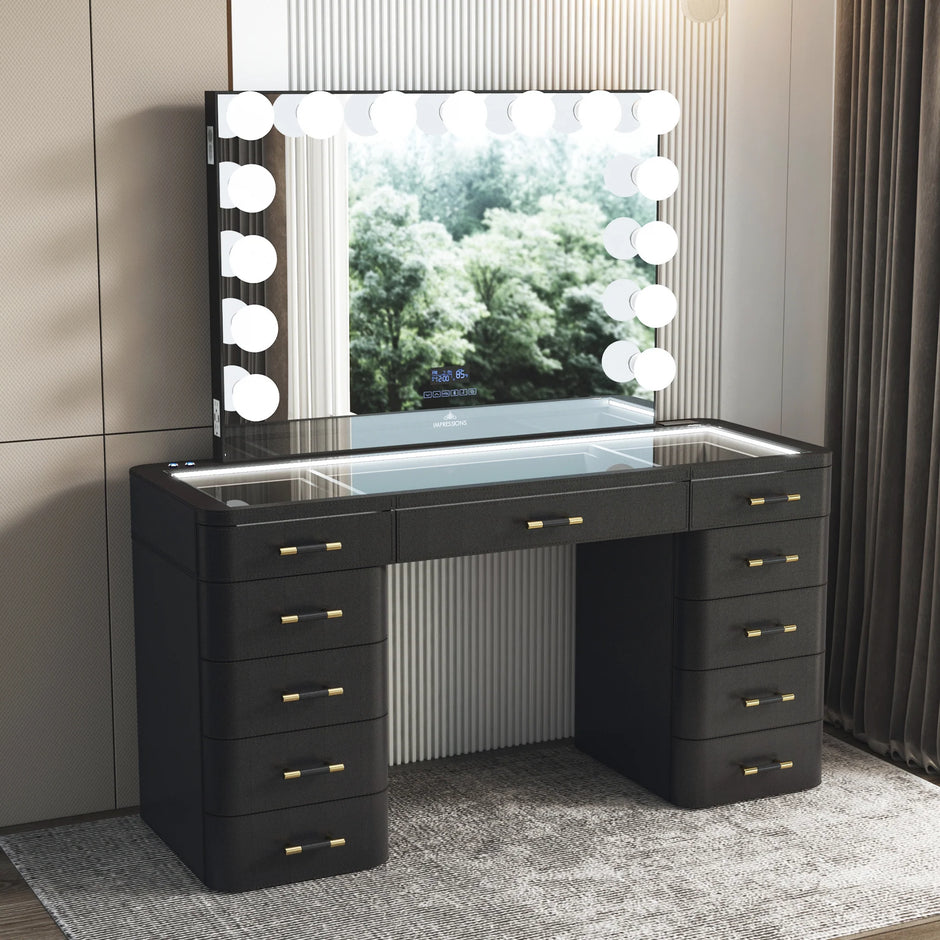 SlayStation Maison Premium Vanity Table w/ RGB Light + Vanity Mirror Bundle