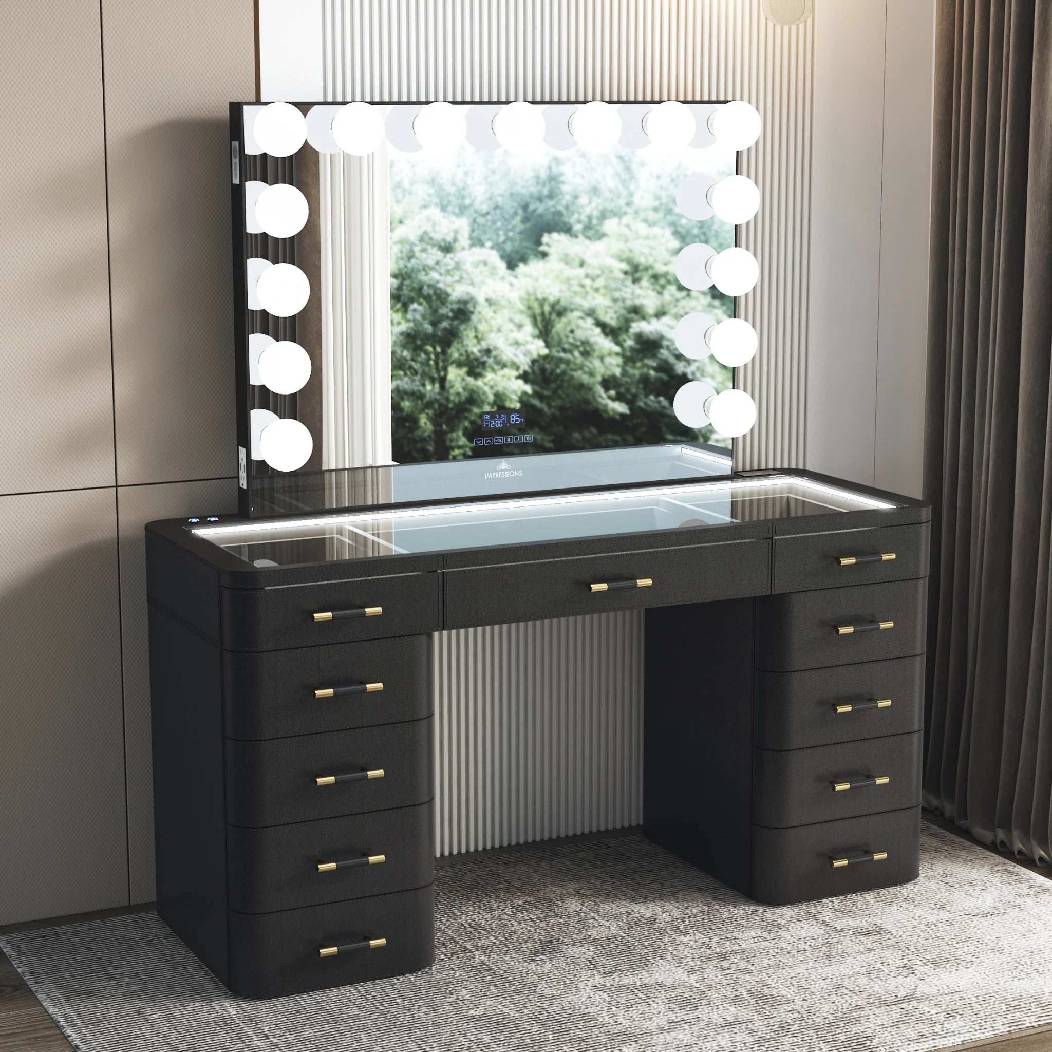 SlayStation Maison Premium Vanity Table w/ RGB Light + Vanity Mirror Bundle