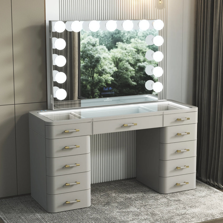 SlayStation Maison Premium Vanity Table w/ RGB Light + Vanity Mirror Bundle