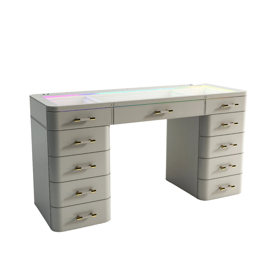 SlayStation Maison Premium Vanity Table w/ RGB Light + Vanity Mirror Bundle