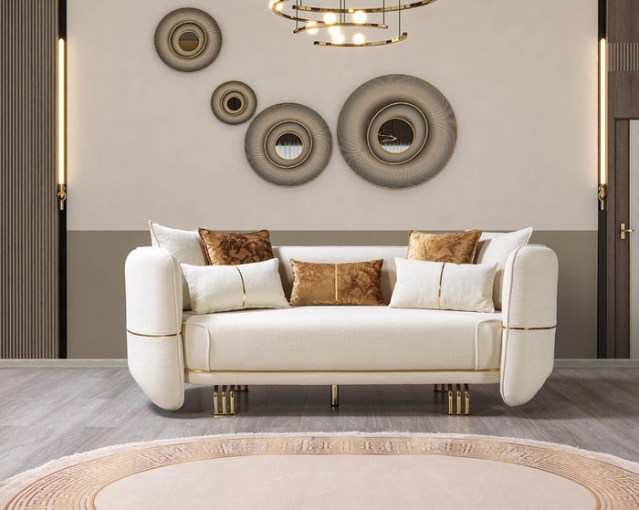 Helena Ivory Velvet Sofa 94