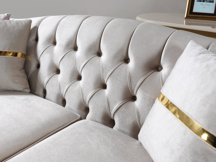 Milena Ivory Velvet Sofa 93