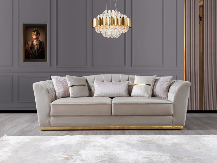 Milena Ivory Velvet Sofa 93