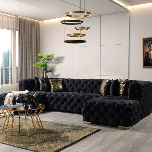 Neva Velvet Double Chaise Sectional