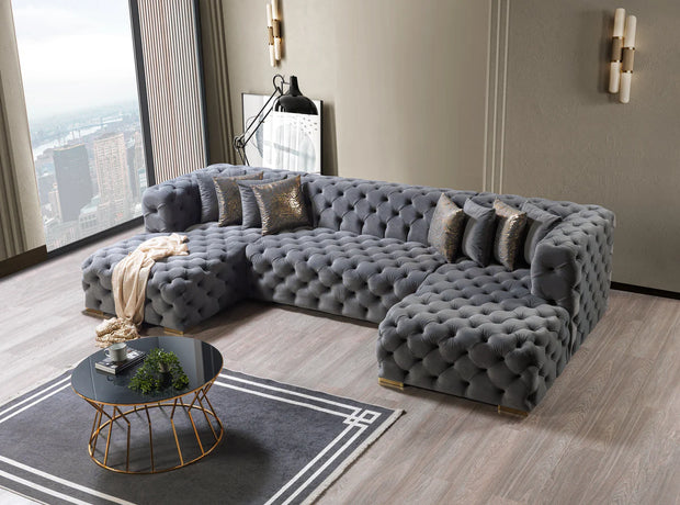 Neva Velvet Double Chaise Sectional
