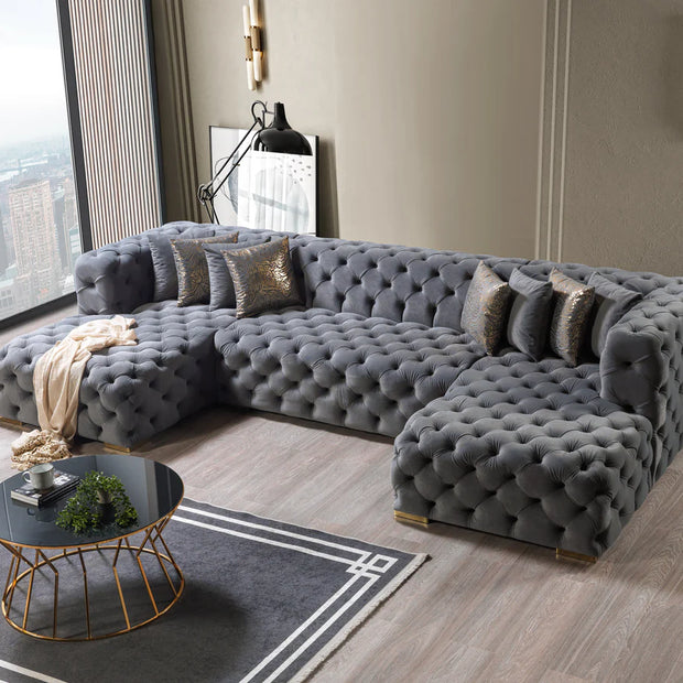 Neva Velvet Double Chaise Sectional