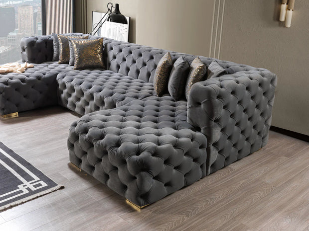 Neva Velvet Double Chaise Sectional