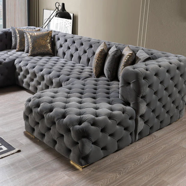 Neva Velvet Double Chaise Sectional