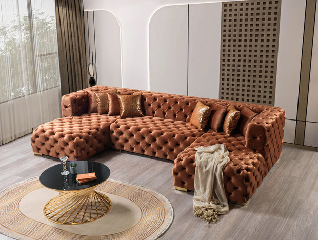 Neva Velvet Double Chaise Sectional