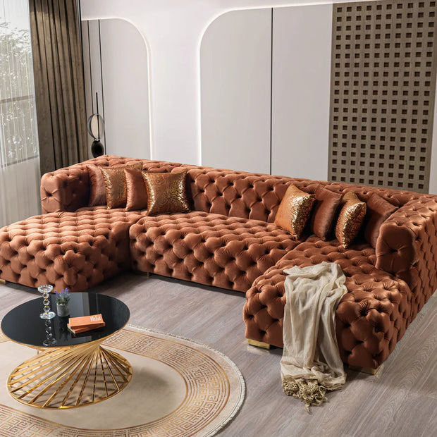 Neva Velvet Double Chaise Sectional