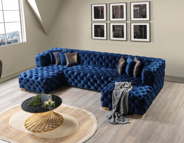 Neva Velvet Double Chaise Sectional