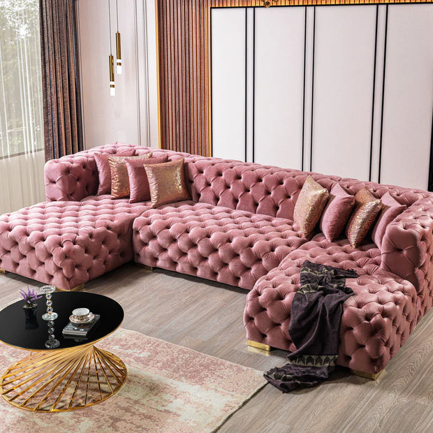 Neva Velvet Double Chaise Sectional