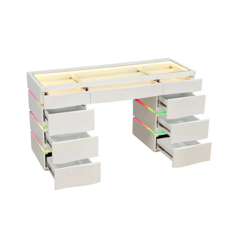 SlayStation Nebula Vanity Table with RGB Light + Vanity Mirror Bundle