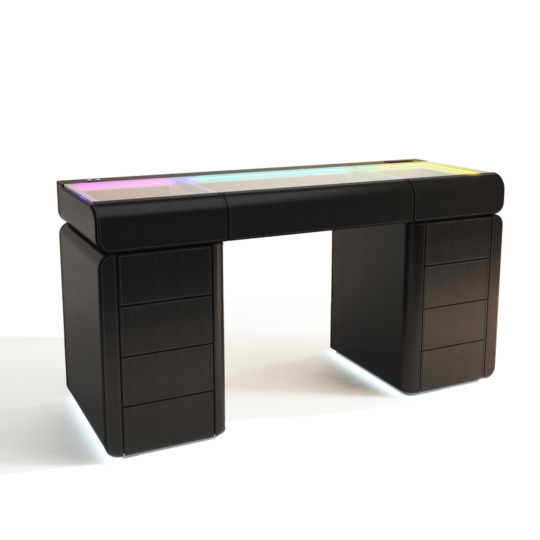 SlayStation Palazzo Premium Vanity Table w/ RGB Light + Vanity Mirror Bundle