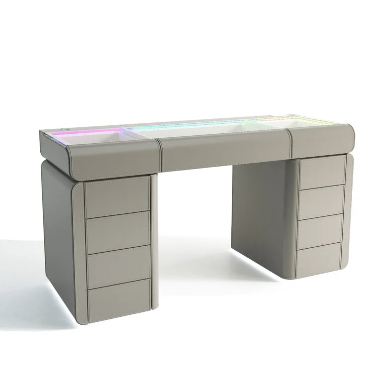 SlayStation Palazzo Premium Vanity Table w/ RGB Light + Vanity Mirror Bundle