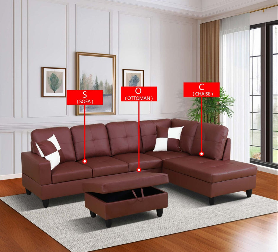 F094B PU Sectional + Ottoman Set