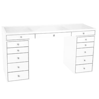 SlayStation White Pro Premium Vanity Table with Drawers