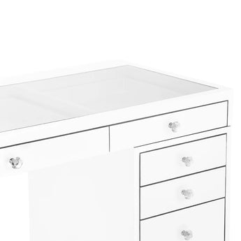 SlayStation White Pro Premium Vanity Table with Drawers